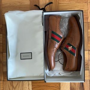 GUCCI Men Spirit Grain Pesante Brown Size 10